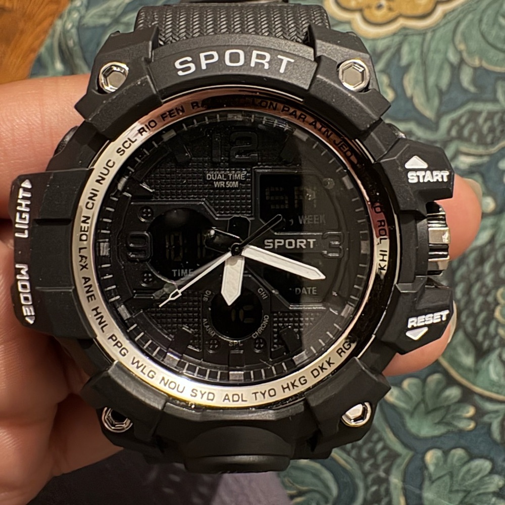 Black Sport Dual Time Watch